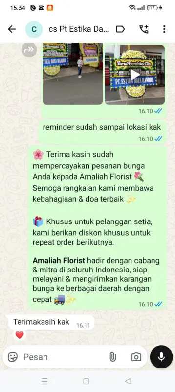Testimonial Papan Bunga duka SUPIORI